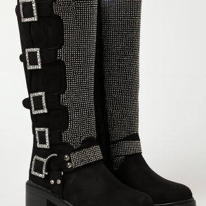 Bota alta de pedreria