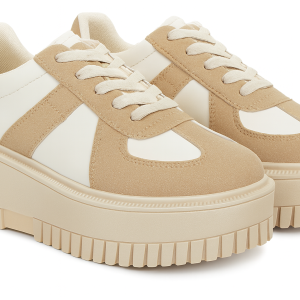 Zapatillas Plataforma Beige y Blanco – Estilo Urbano con Altura