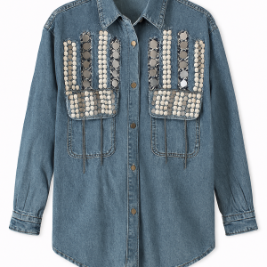 Camisa vaquera con aplicaciones de pedrería