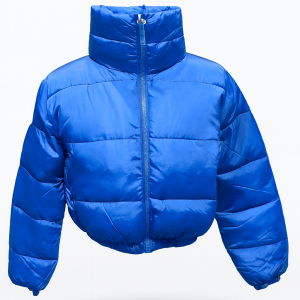 Plumífero corto azul eléctrico